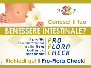 Locandina Natrix del test Pro-Flora Check: «Conosci il tuo benessere intestinale?»